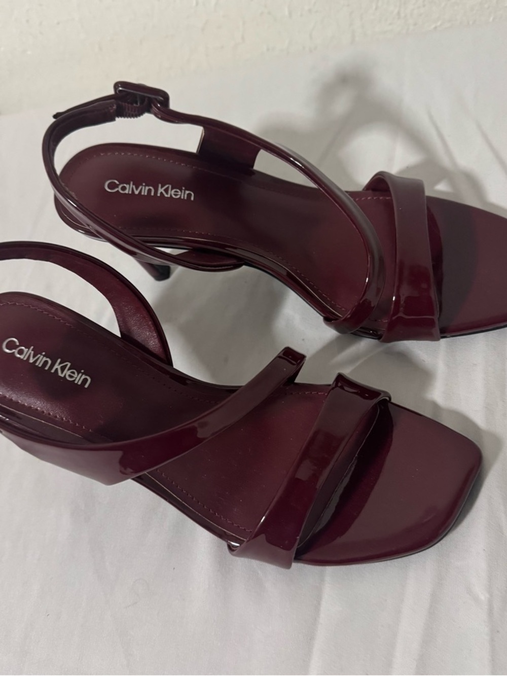 Calvin Klein Women’s Size 5.5M Wine Patent Strappy High Heel Ankle Strap EUC - Picture 3 of 10